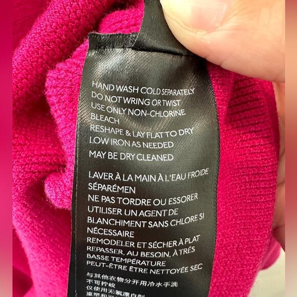 ANTHROPOLOGIE | Elise Off Shoulder Ribbed Sweater Hot Pink Fuchsia | Size XL - Picture 8 of 8